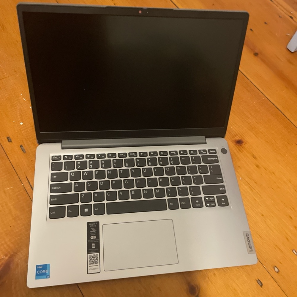 Grey/silver Lenovo computer